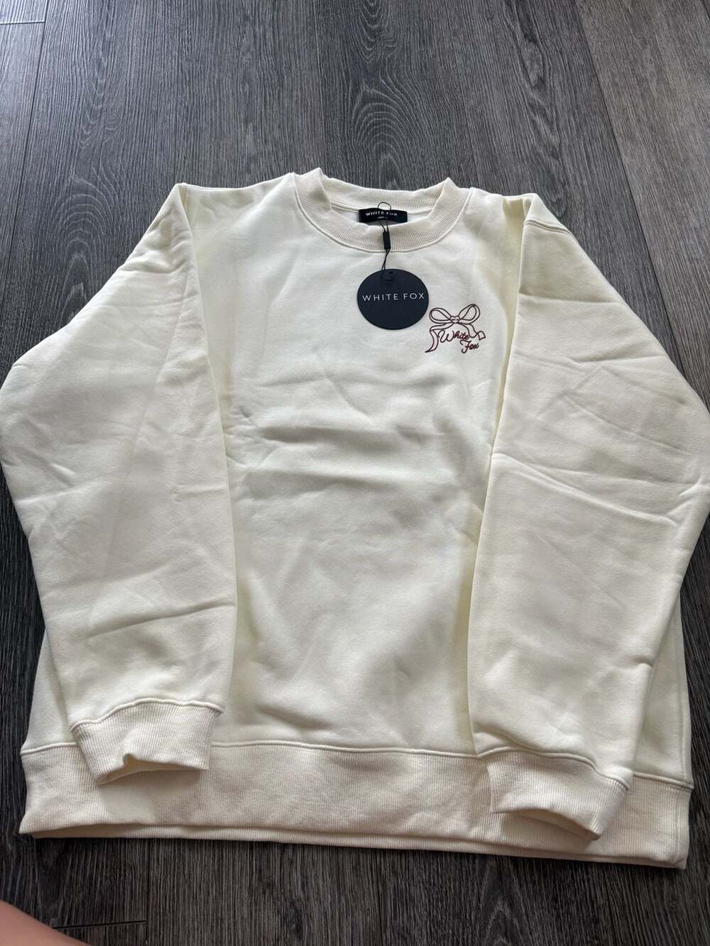 White Fox Love You Forever Oversized Sweater in Cream